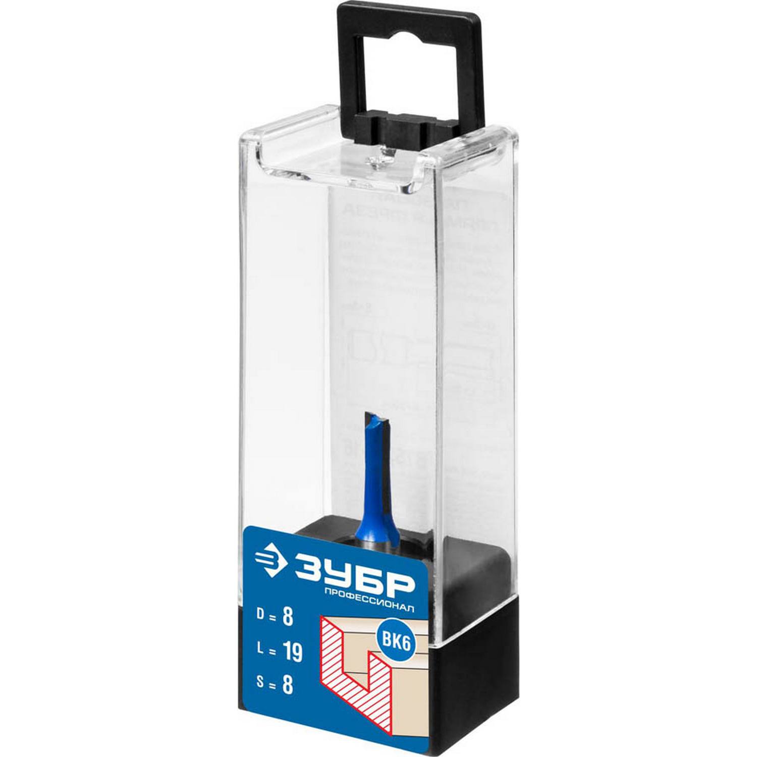 ЗУБР 8x19мм, хвостовик 8мм, фреза пазовая прямая {28753-8-19}