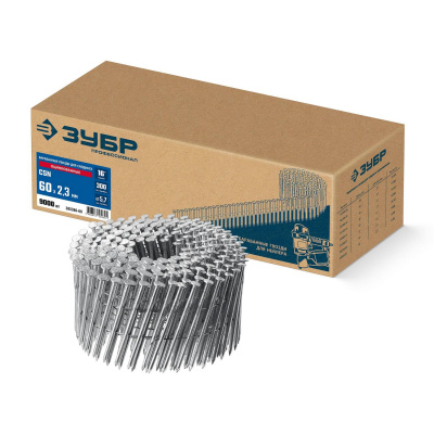 ЗУБР  CSN 60 х 2.3 мм, барабанные гвозди для сайдинга оцинкованные, 9000 шт {305386-60}