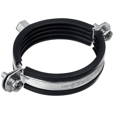 Трубный хомут ЗУБР 2 1/2" с гайкой М8/М10, 10шт, оцинкованный {37880-75-80}