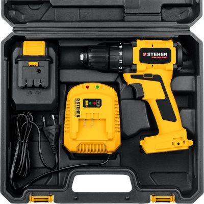 STEHER 20В бесщёточная дрель-шуруповерт, 1 АКБ (2Ач), в кейсе. CDB-200-1 {CDB-200-1}