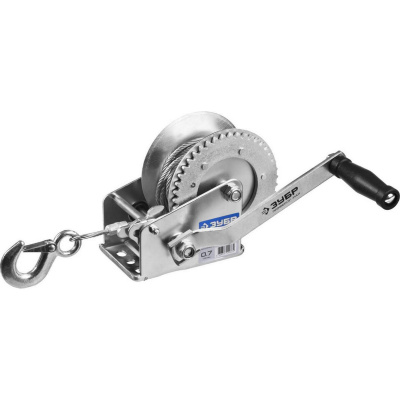 Лебедка ручная барабанная ЗУБР "Профессионал", тяговая, тросовая, 0,7т, 8м {43113-0.7_z01}