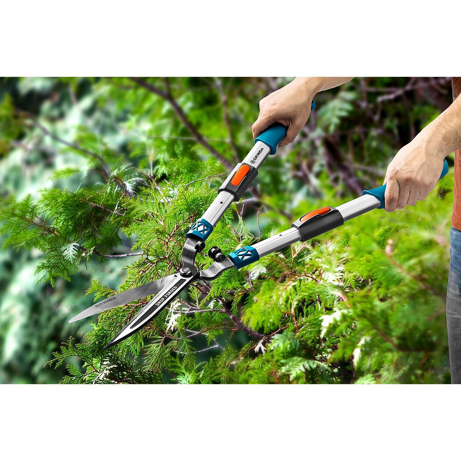 GRINDA  FH-800T, длина 630 - 800 мм, кованые лезвия, телескопический, алюминиевые рукоятки, кусторез, PROLine (423790)