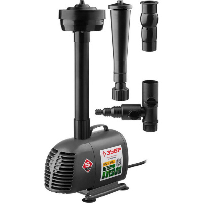 Насос фонтанный, ЗУБР ЗНФЧ-60-4.2, для чистой воды, напор 4,2 м, насадки: колокольчик, гейзер, каскад, 120 Вт, 60 л/мин