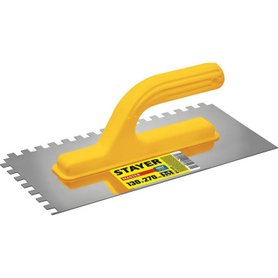 STAYER  130х270 мм, 8х8 мм, зубчатая пластиковая ручка, нержавеющая, Штукатурная гладилка, MASTER (08012-08)