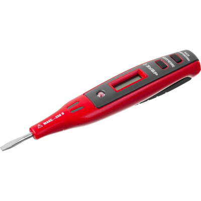 Тестер напряжения ЗУБР "Мастер" цифровой со световым индикатором, 12-220В, 140мм {45240}