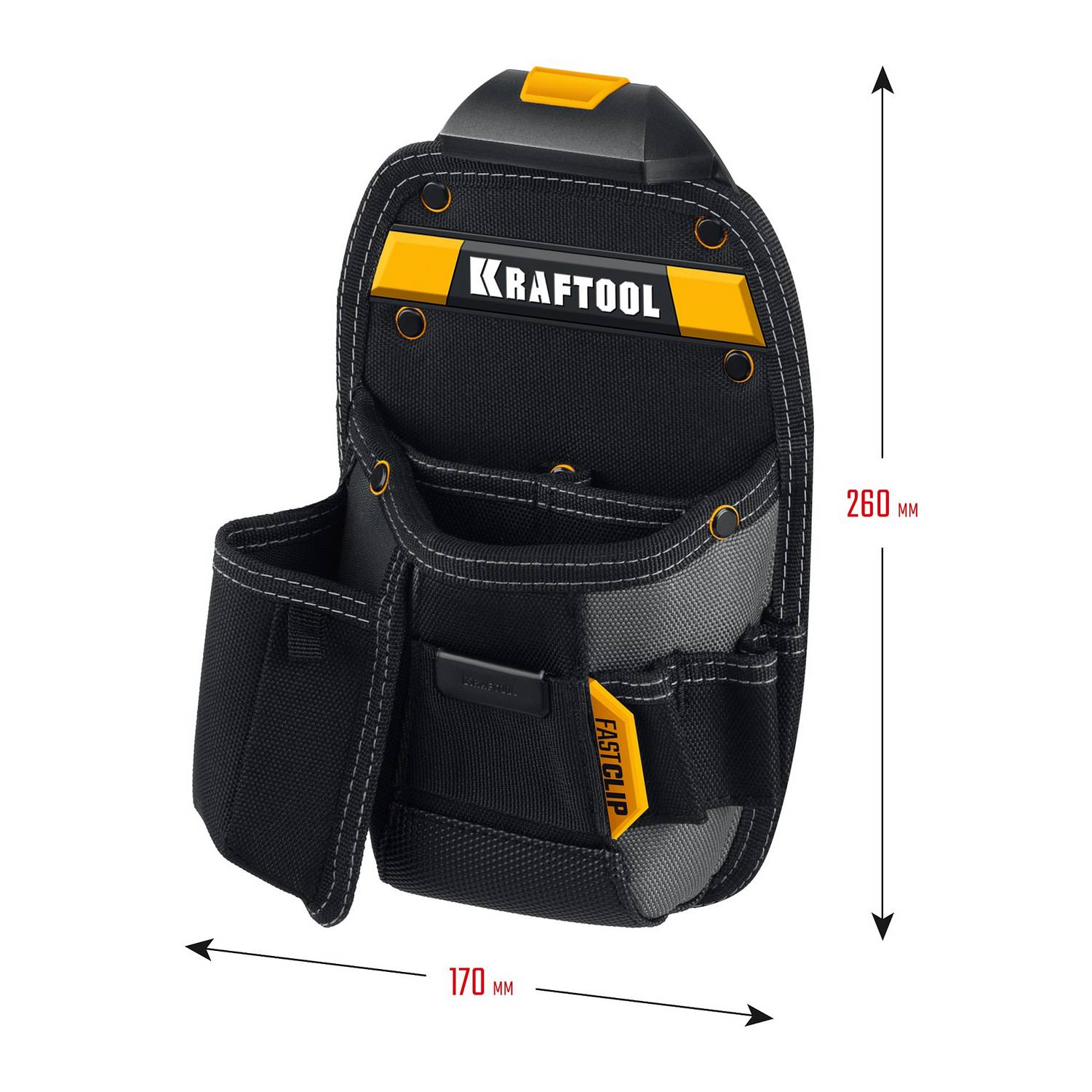 KRAFTOOL  KP-8 с быстросъёмным креплением FastClip, 8 карманов и петель, 170 х 260 мм, поясная сумка  {38776}