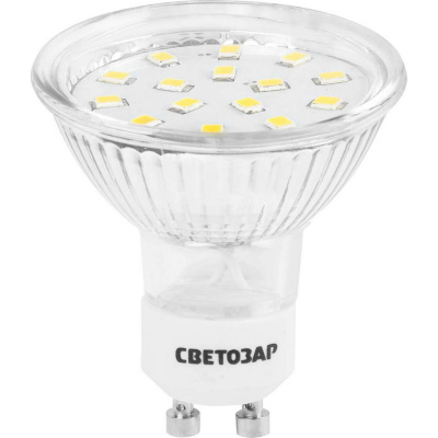 Лампы СВЕТОЗАР светодиодные "LED technology", цоколь GU10, теплый белый свет (3000К), 220В, 3Вт (25) {44560-25_z01}