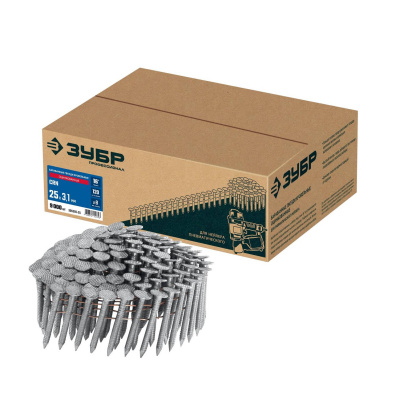ЗУБР  CRN 25 х 3.1 мм, барабанные гвозди кровельные оцинкованные, 9000 шт (305385-25)