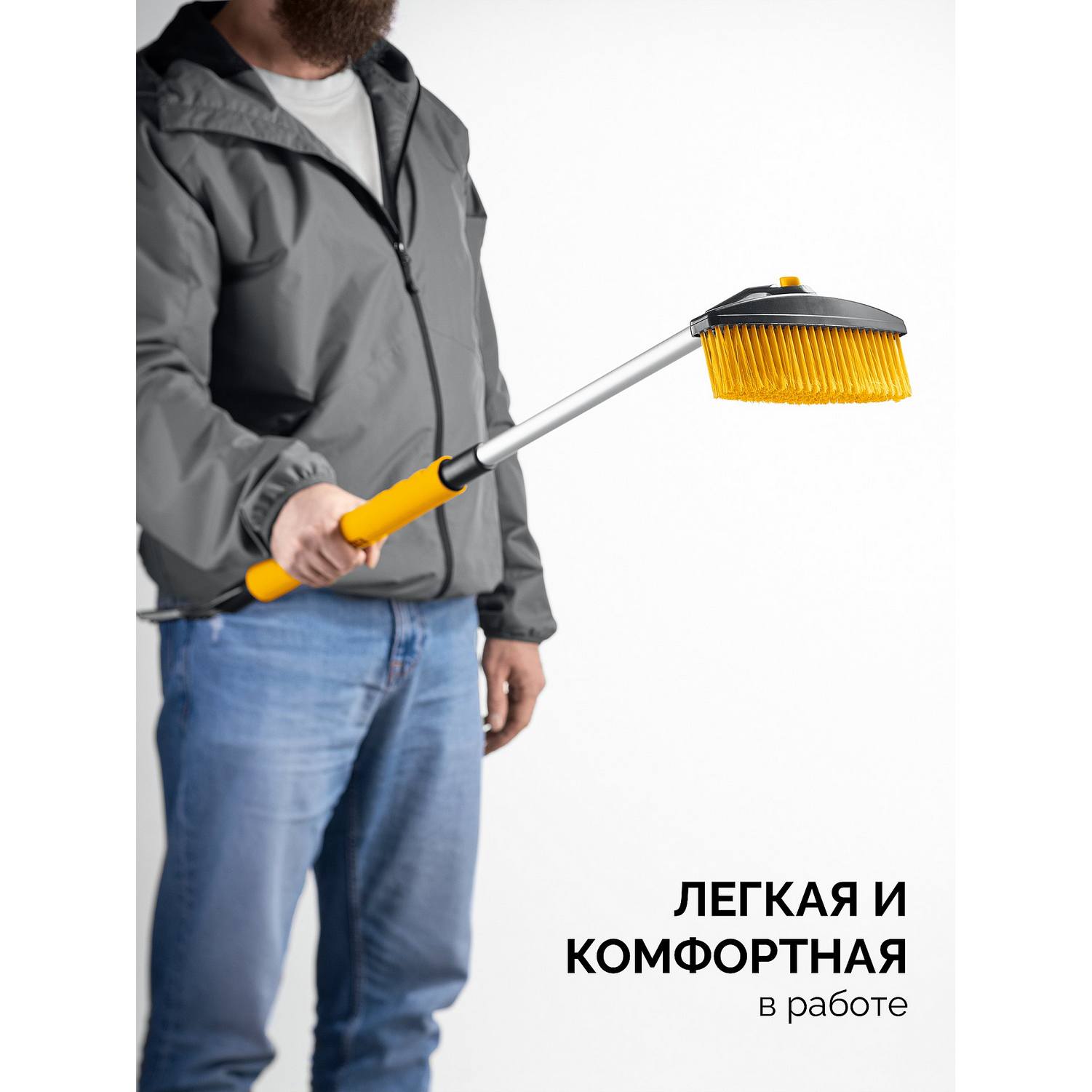 STAYER  телескопическая щётка с поворотной головой от снега автомобильная, 805-1065 мм {61048}