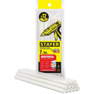 STAYER  Universal, 7 х 150 мм, 12 шт, прозрачные, универсальные клеевые стержни Professional (06817-12)