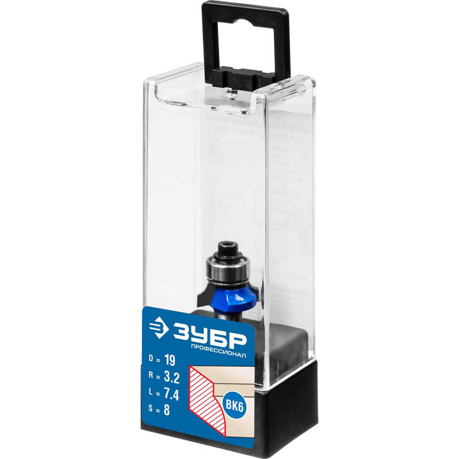 ЗУБР 19x7мм, радиус 3,2мм, фреза кромочная калевочная №1 {28701-19}