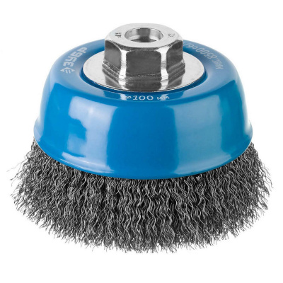 ЗУБР  100 мм, витая, стальная проволока 0.3 мм, чашечная щетка-крацовка для УШМ, Профессионал (35261-100)