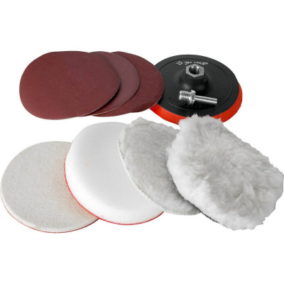 Набор ЗУБР "ЭКСПЕРТ" насадки полировальные для дрели/УШМ, 125мм, 7шт {3591-125-H7}