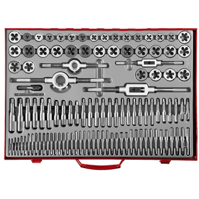 ЗУБР 110 предметов, набор метчиков и плашек, сталь 9ХС {28119-H110_z01}