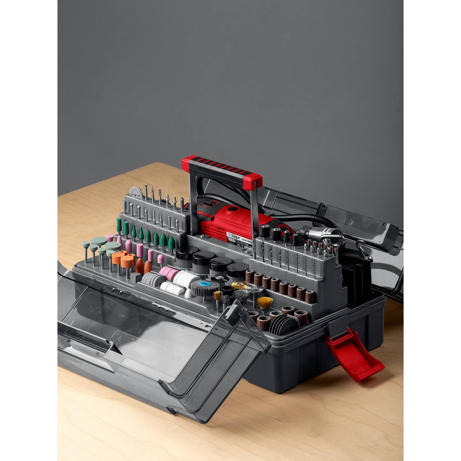 ЗУБР  245 предметов, 160 Вт, набор мини-насадок с гравером {ЗГ-160-H245}