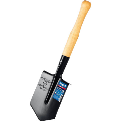 ЗУБР  ПРОФИ-5С, 150х185х510мм, полотно рессорная сталь 1.6мм закалено, дерев. черенок высш. сорт, туристическая лопата, ПРОФЕССИОНАЛ (39458)