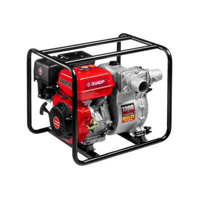 Мотопомпа бензиновая, ЗУБР МПГ-1300-80, для грязной воды, 1300 л/мин (78 м3/ч), патрубки 80 мм, напор 27 м, всасывание 8 м