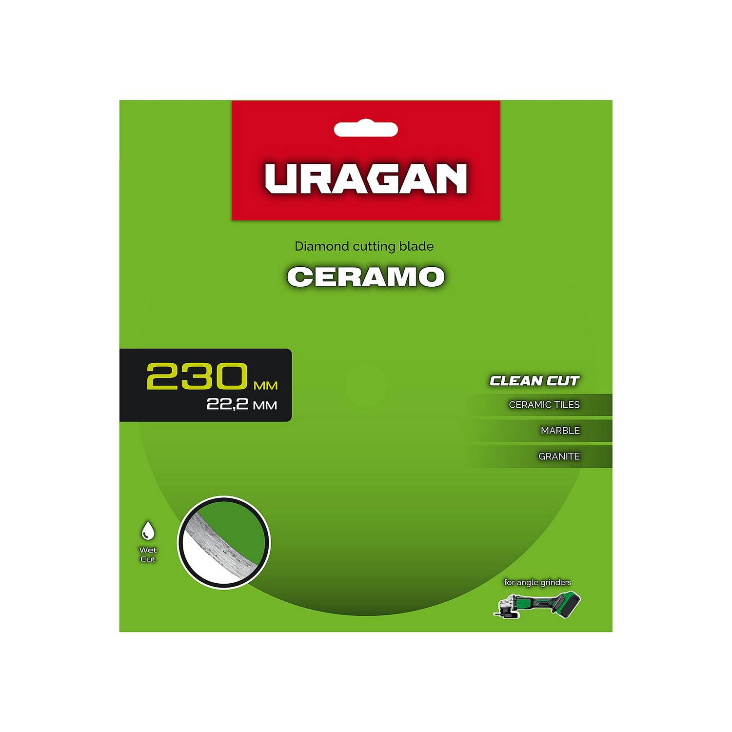 URAGAN  CERAMO 230 мм, диск алмазный отрезной сплошной {36707-230}