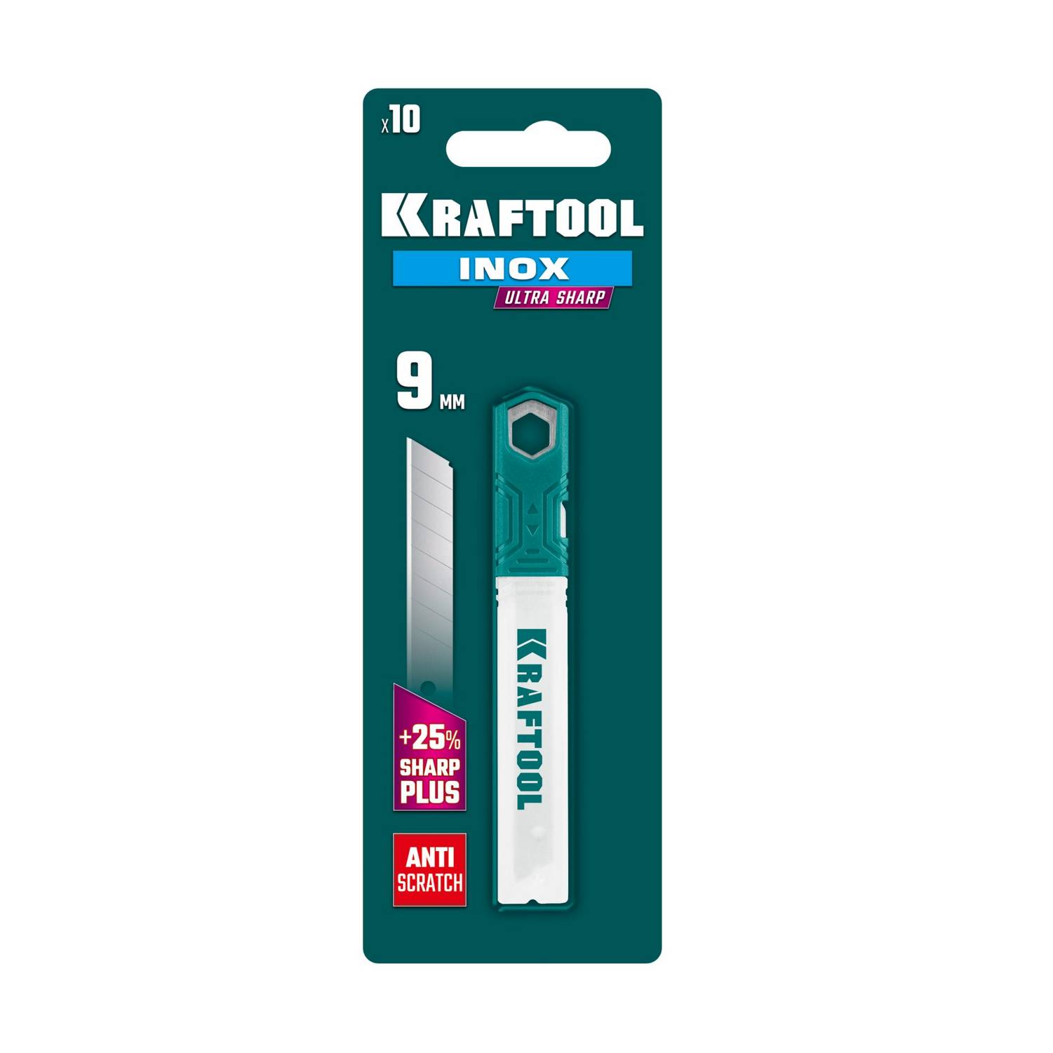 KRAFTOOL  INOX 9 мм, 10 шт, нержавеющие сегментированные лезвия  (09608-09-S10)