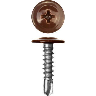 ЗУБР  ПШМ-С 8017, 19 х 4.2 мм, шок.-коричн., 450 шт, саморез с пресс-шайбой и сверлом (300211-42-019-8017)