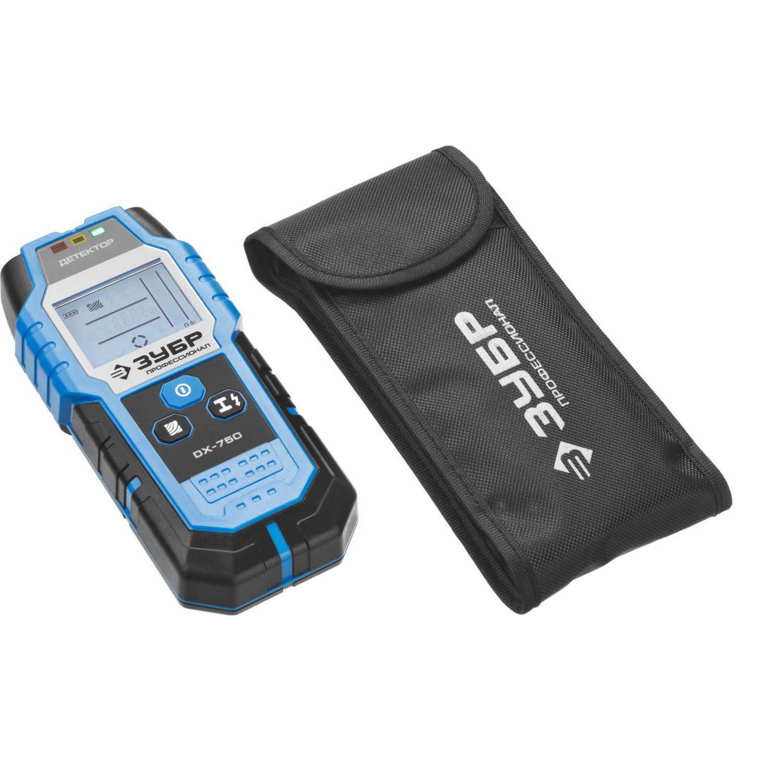 Металлодетектор ЗУБР "Профессионал" многофункц, ЖК дисплей, автокалибровка, металл(100мм), проводка( {45260}