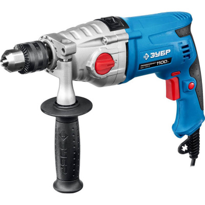 ЗУБР 1100 Вт ударная 2-х скоростная дрель в кейсе, серия Профессионал {ЗДУ-1100-2 ЭРМКМ2}