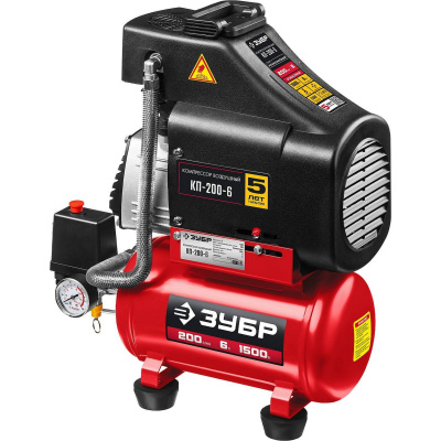 Компрессор воздушный безмасляный, 200 л/мин, 6 л, 1500 Вт, ЗУБР {КП-200-6}