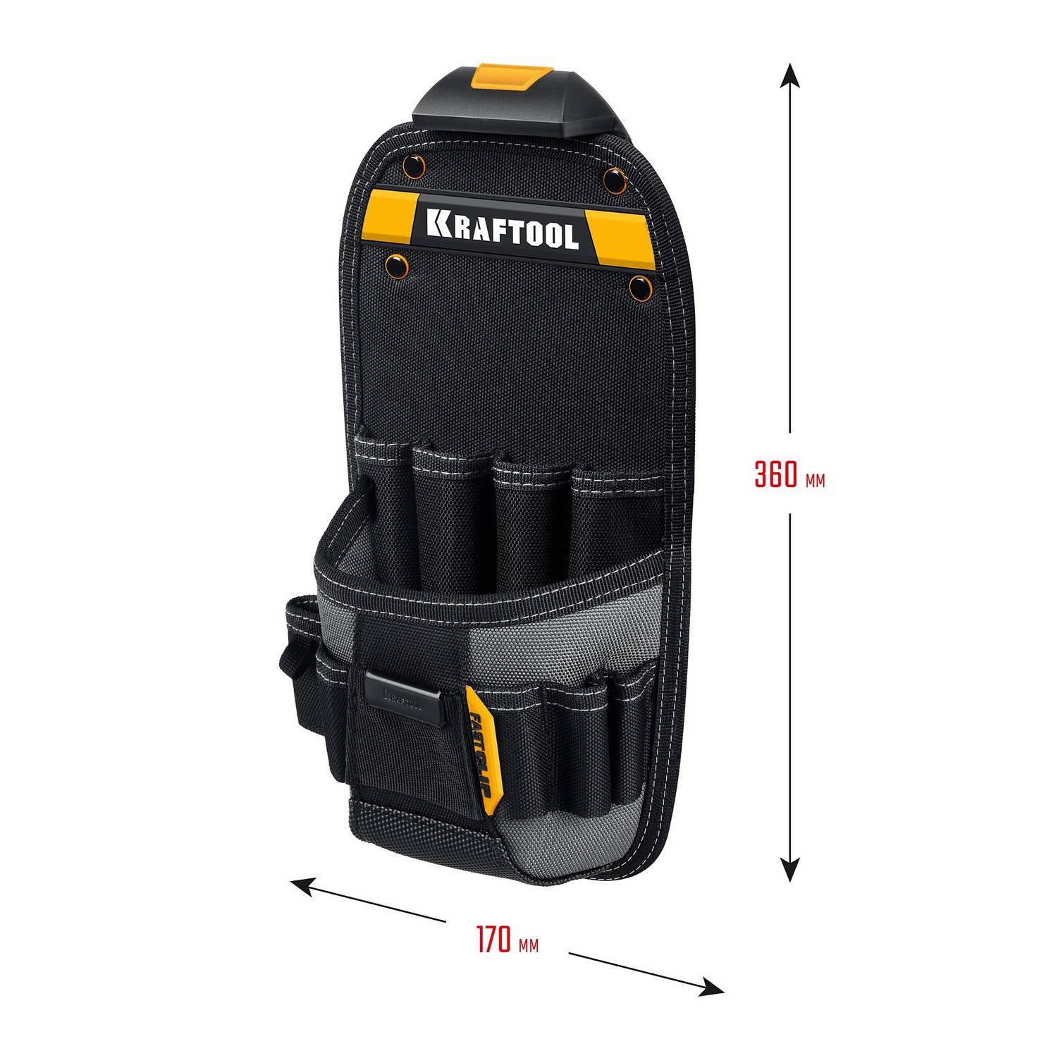 KRAFTOOL  KP-11 с быстросъёмным креплением FastClip, 11 карманов и петель, 170 х 360 мм, поясная сумка  {38777}