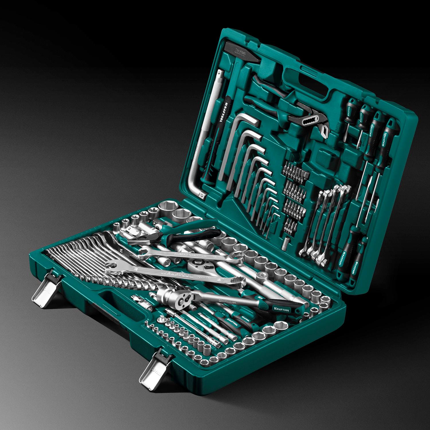 KRAFTOOL  EXTREM-142, 142 предм., (1/2"+3/8"+1/4"), универсальный набор инструмента  {27889-H142}