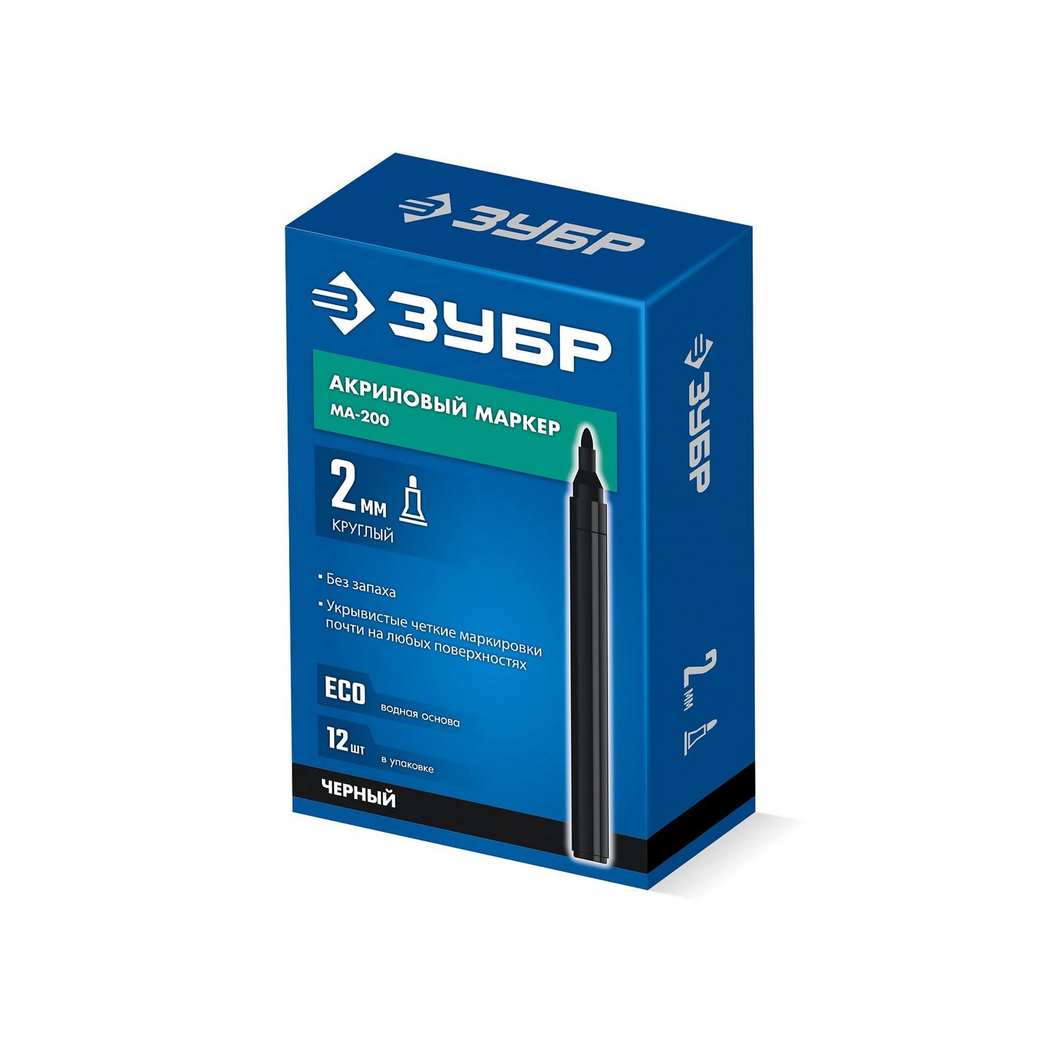 ЗУБР  МА-200 черный, 2 мм акриловый маркер {06337-2}