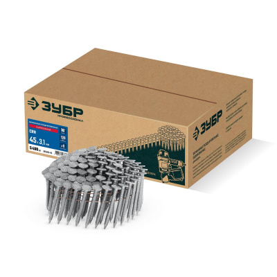 ЗУБР  CRN 45 х 3.1 мм, барабанные гвозди кровельные оцинкованные, 5400 шт {305385-45}