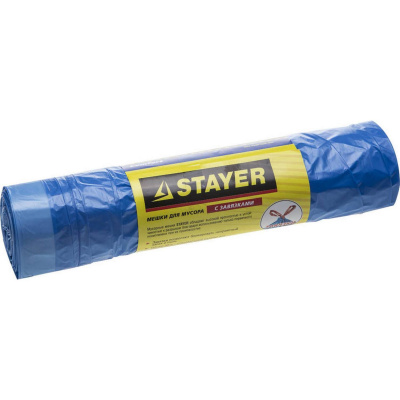 Мешки для мусора STAYER "Comfort" завязками, голубые, 30л, 20шт {39155-30}