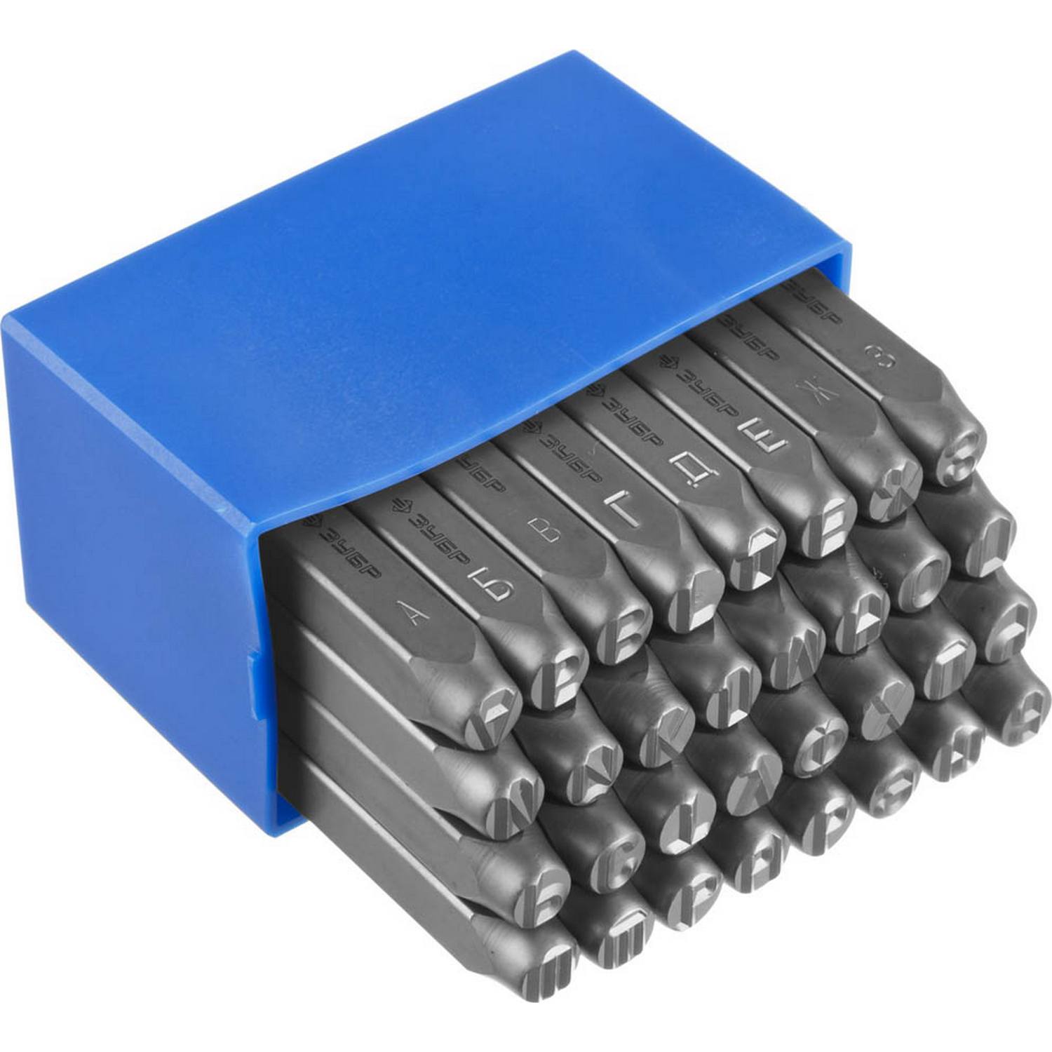 Клейма ЗУБР буквенные кириллица, шрифт 8мм {21503-08_z01}