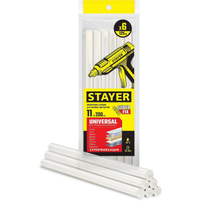 STAYER Universal  прозрачные универсальные клеевые стержни, d 11 мм х  200 мм 40 шт. 0,8 кг. {2-06821-T-S40}