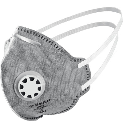 ЗУБР  ПГ-95,  класс защиты FFP2, плоская, с угольным слоем, фильтрующая полумаска с клапаном выдоха, Профессионал (11167-2)