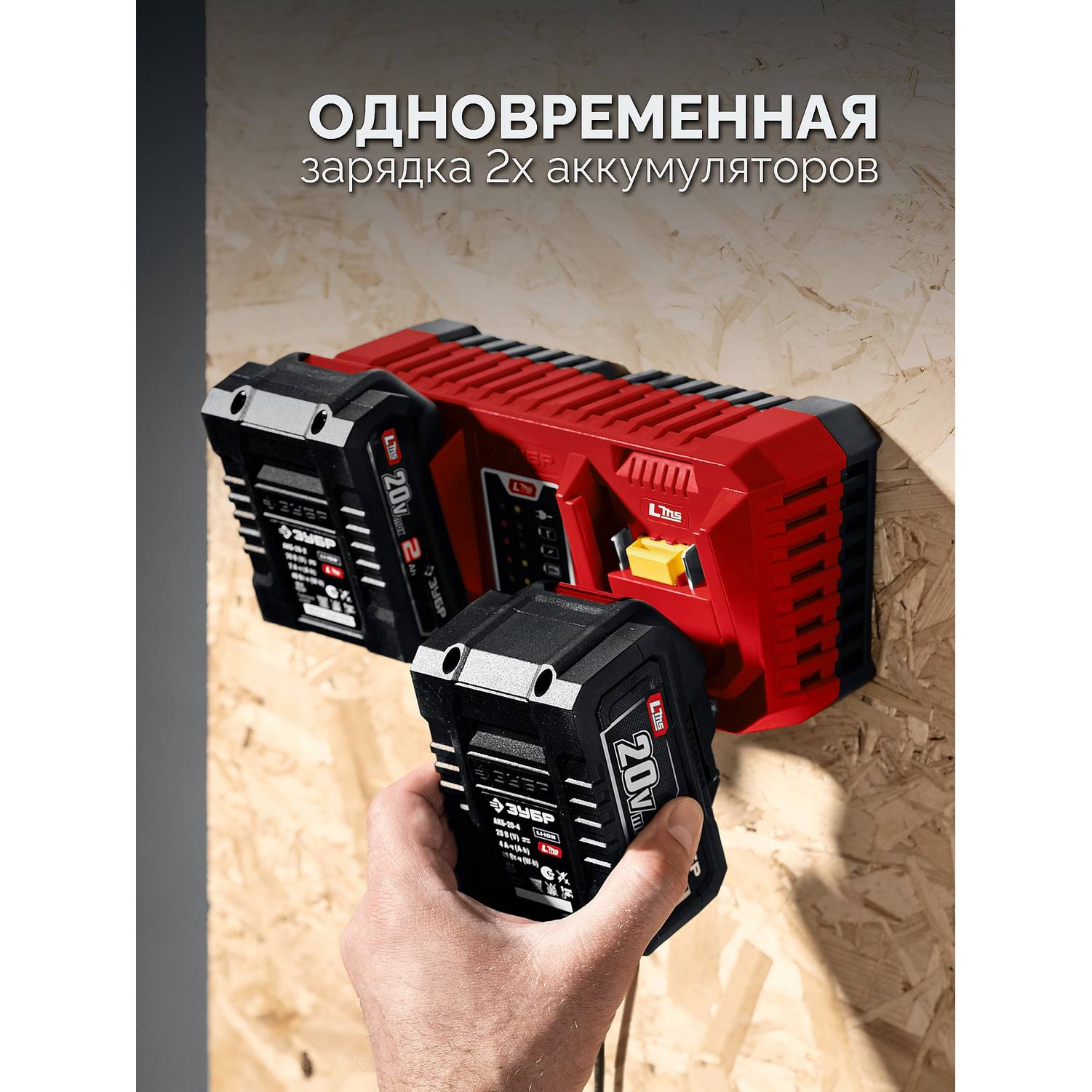 ЗУБР  20 В, 2 порта, 2 х 3 А, зарядное устройство для LMS АКБ {БЗУ-20-2}