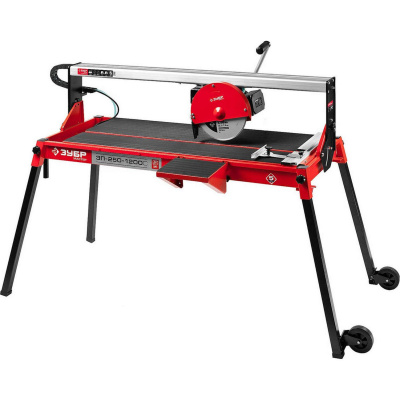 Электроплиткорез ЗУБР "Мастер", длина реза 1020 мм, диск 250 мм, глубина реза 90°-52мм/45°-46мм, стол 1060x468 мм, 1200Вт