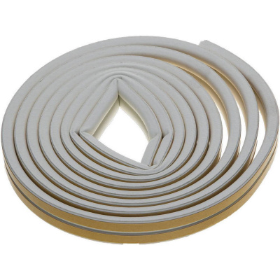 Уплотнитель ЗУБР резиновый самоклеящийся, профиль "D", белый, 6м {40920-006}