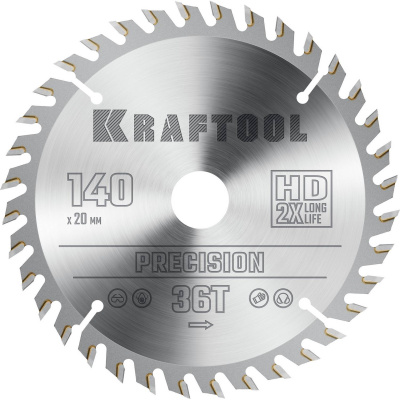 KRAFTOOL  Precision, 140 х 20 мм, 36Т, пильный диск по дереву  {36952-140-20}