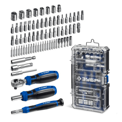 ЗУБР  Компакт 74 предм., система стыковки  Z-БОКС, универсальный набор инструмента, Профессионал {25283}