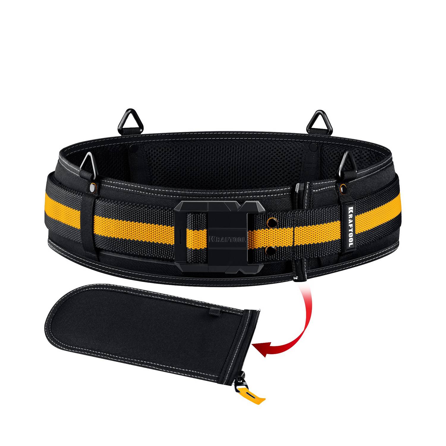 KRAFTOOL  KB-2 для сумок с быстросъёмным креплением FastClip, 80-122 см, широкий кушак, пояс монтажника  {38763}