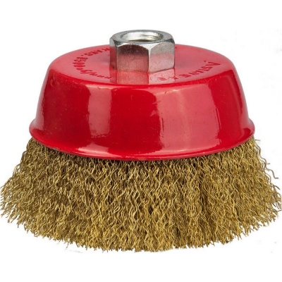 STAYER  75 мм, витая стальная латунированная проволока 0.3 мм, чашечная щетка-крацовка для УШМ, Professional (35125-075)