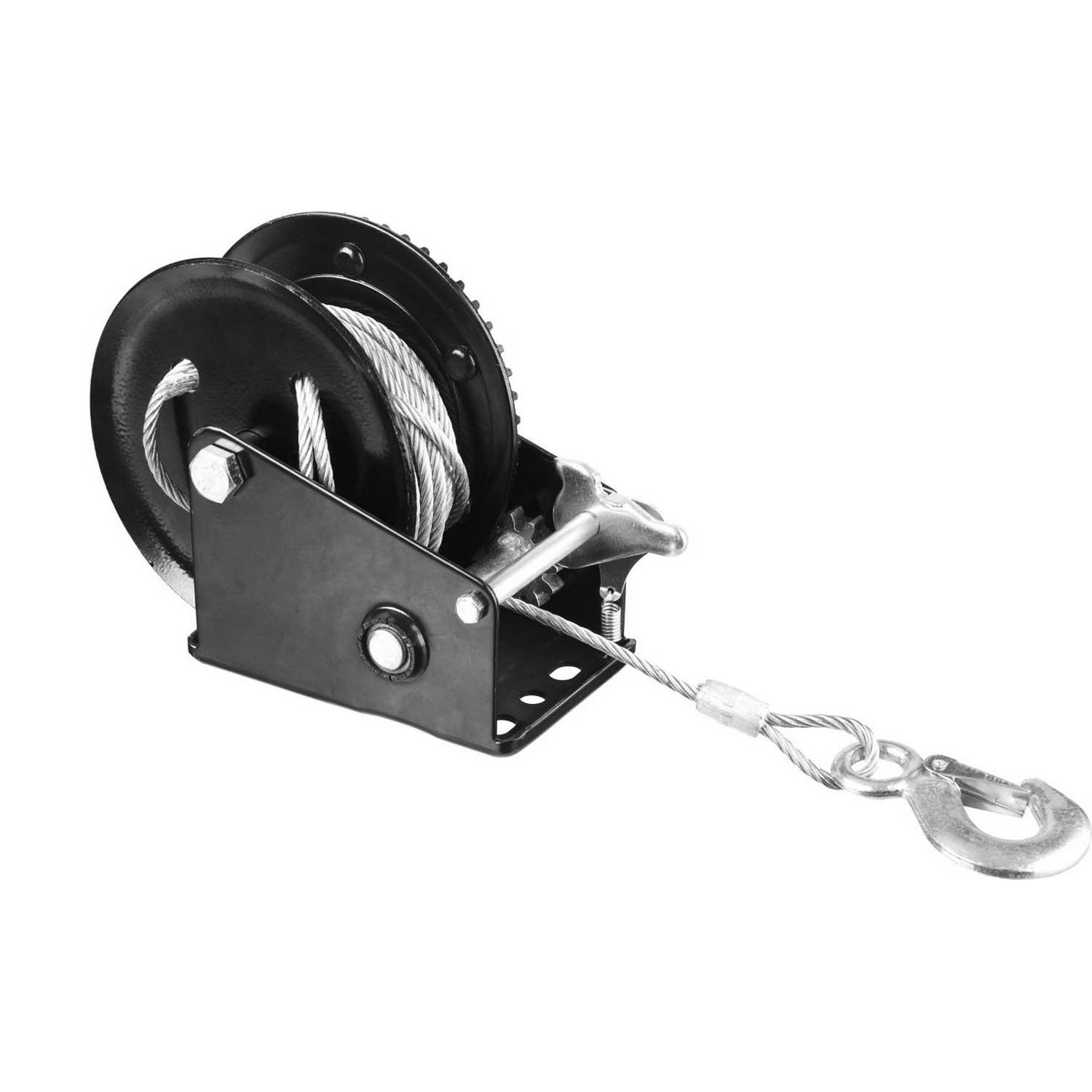 Лебедка ручная барабанная STAYER "MASTER", тяговая, тросовая, 0,9т, 8м {43112-0.9}