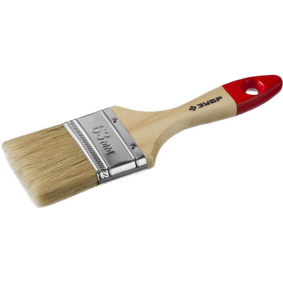 ЗУБР  УНИВЕРСАЛ, 63 мм, 2.5", светлая натуральная щетина, деревянная ручка, все виды ЛКМ, плоская кисть (4-01003-063)