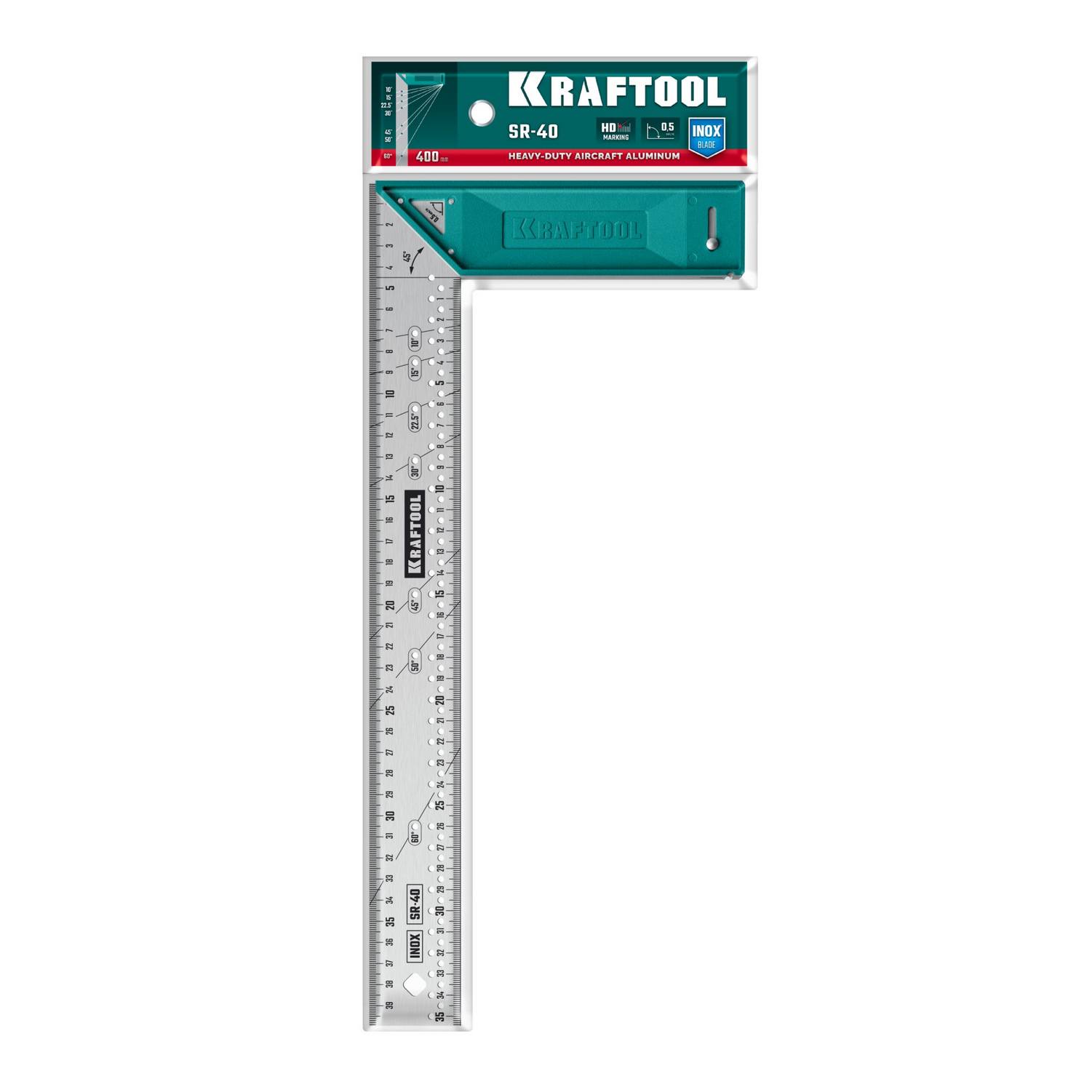 KRAFTOOL  SR-40, 400 мм, высокоточный разметочный столярный угольник {3449-40}