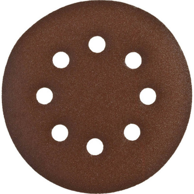 Круг шлифовальный ЗУБР "СТАНДАРТ" из абразивной бумаги на велкро основе, 8 отв., Р180, 125мм, 5шт {35350-125-180}