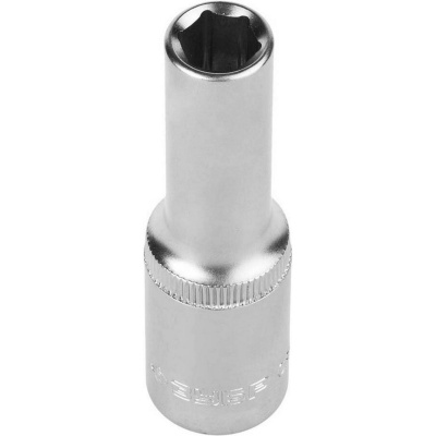 Головка торцовая ЗУБР "Мастер" (1/2"), удлиненная, Cr-V, FLANK, хроматированное покрытие, 10мм {27726-10}