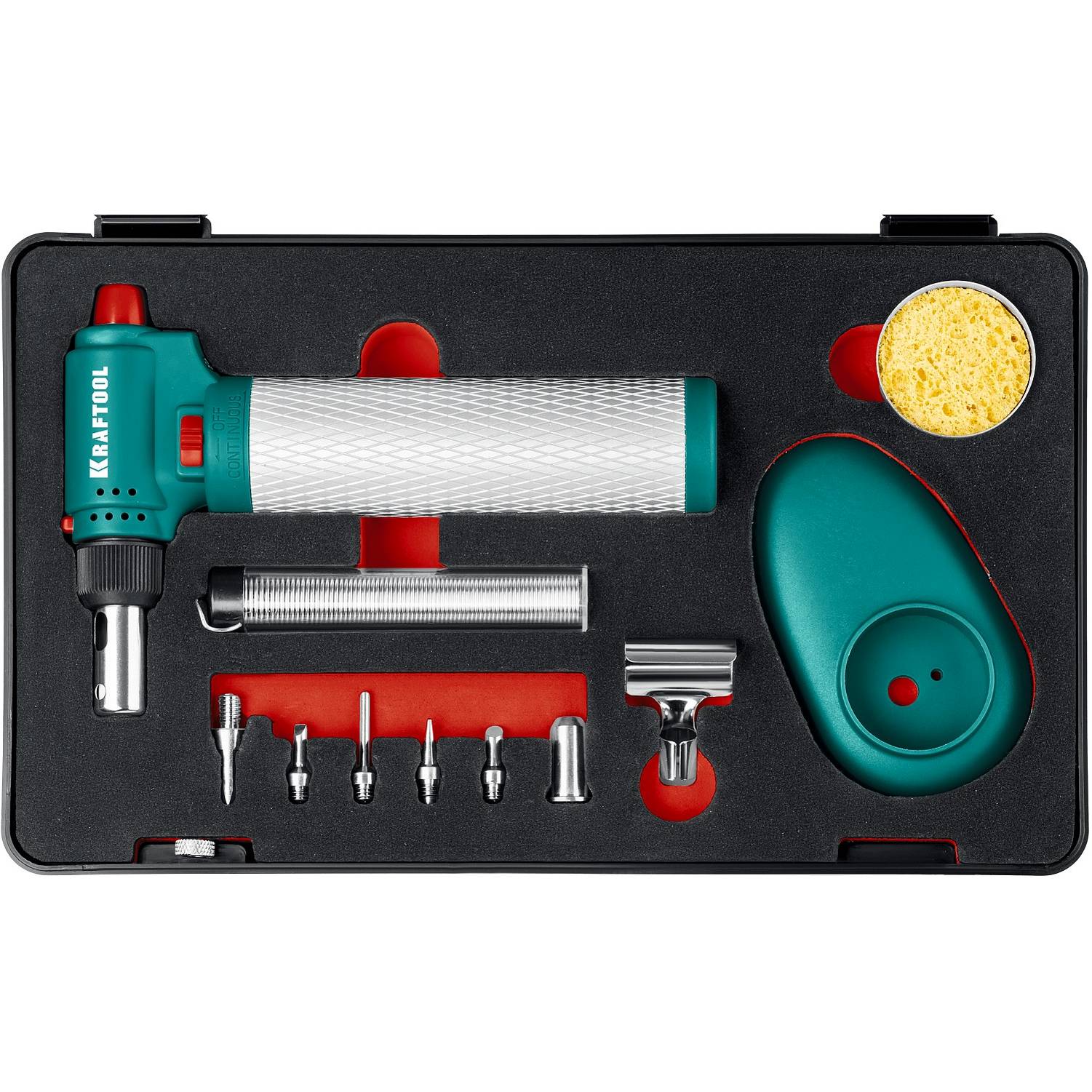 KRAFTOOL  Multi torch, 30 - 150 Вт, 1300°С, набор 8 в 1: горелка, фен, пьезоподжиг, газовый паяльник (55506-H8)