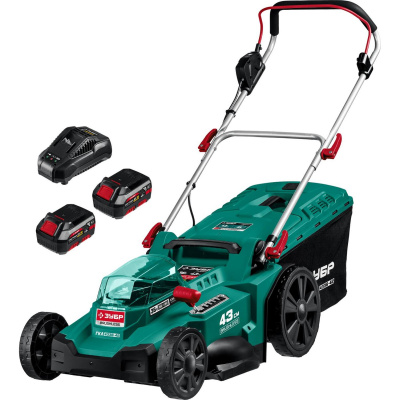 ЗУБР 36В бесщеточная газонокосилка, 2х18В АКБ (4Ач). ГКЛ-4336-42 {ГКЛ-4336-42}