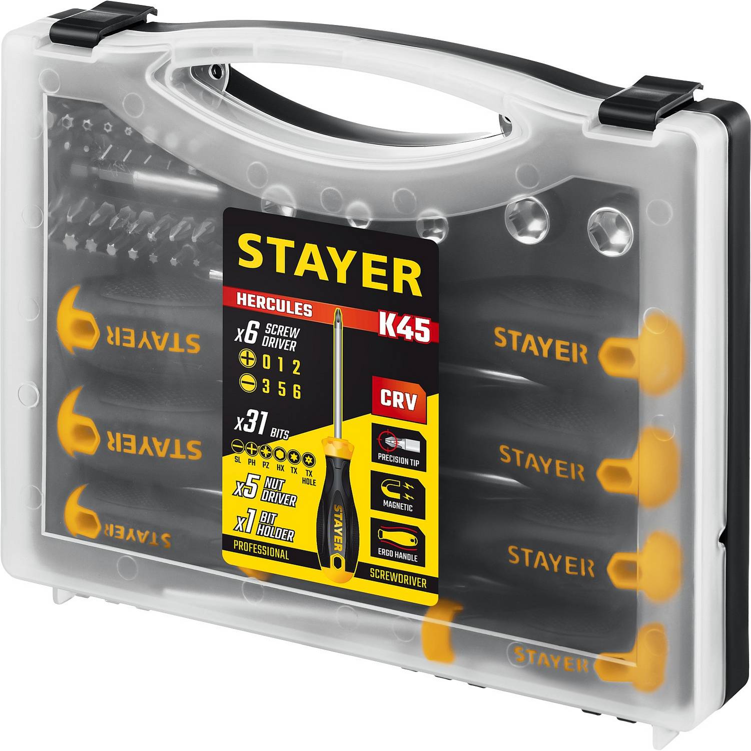 STAYER Hercules-K45 набор отверток с насадками 45 шт {25134-H18_z02}